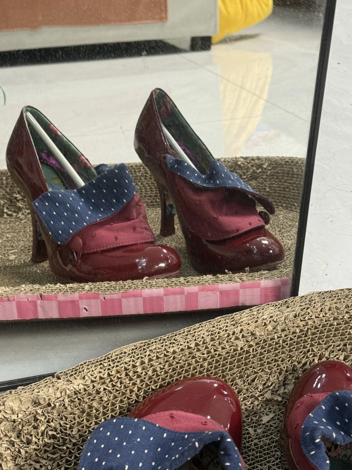 Retro Polka Dot Flip-Flops With High Heels Newgew