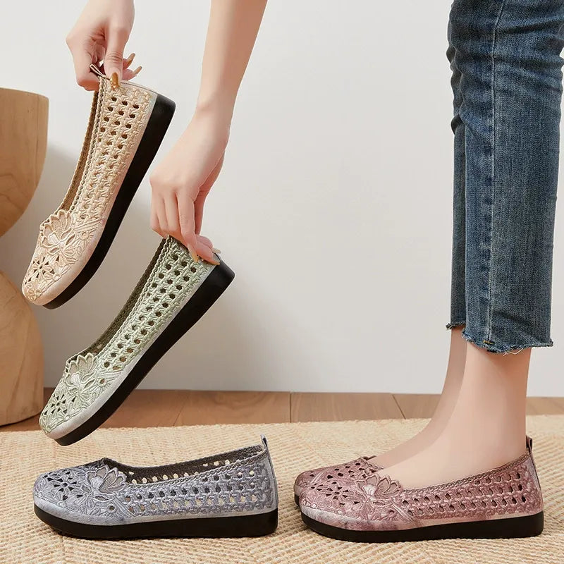 Old Beijing Cloth Female Tennis Breathable Mesh Mother Canvas Shoes Newgew