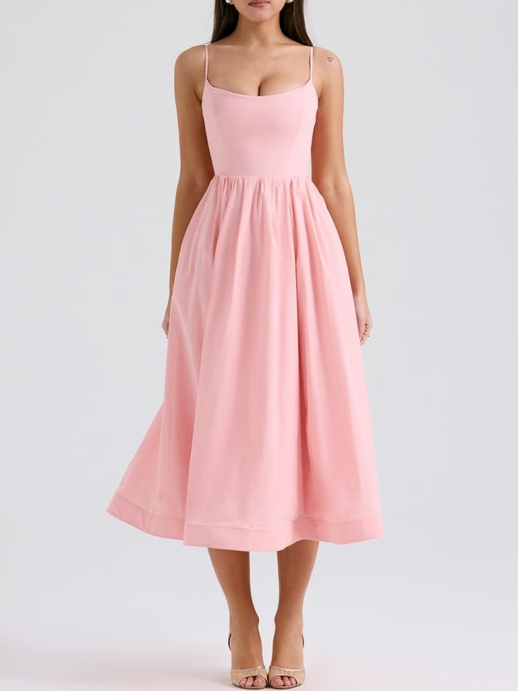 Rose Pink Cotton Corset Sundress Newgew Dresses