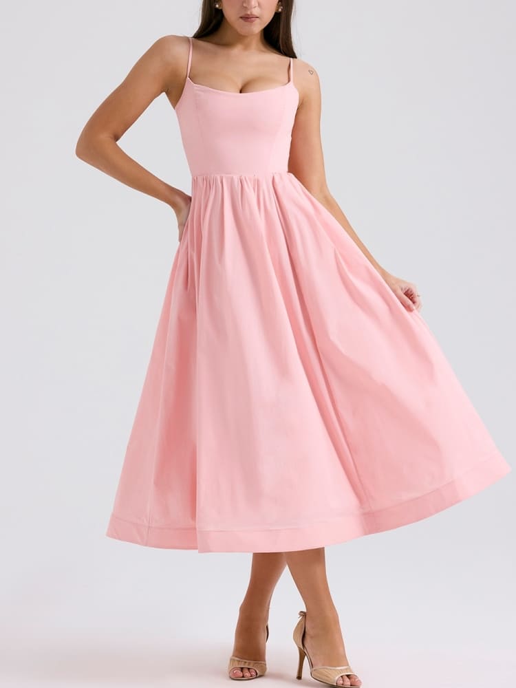 Rose Pink Cotton Corset Sundress Newgew Dresses