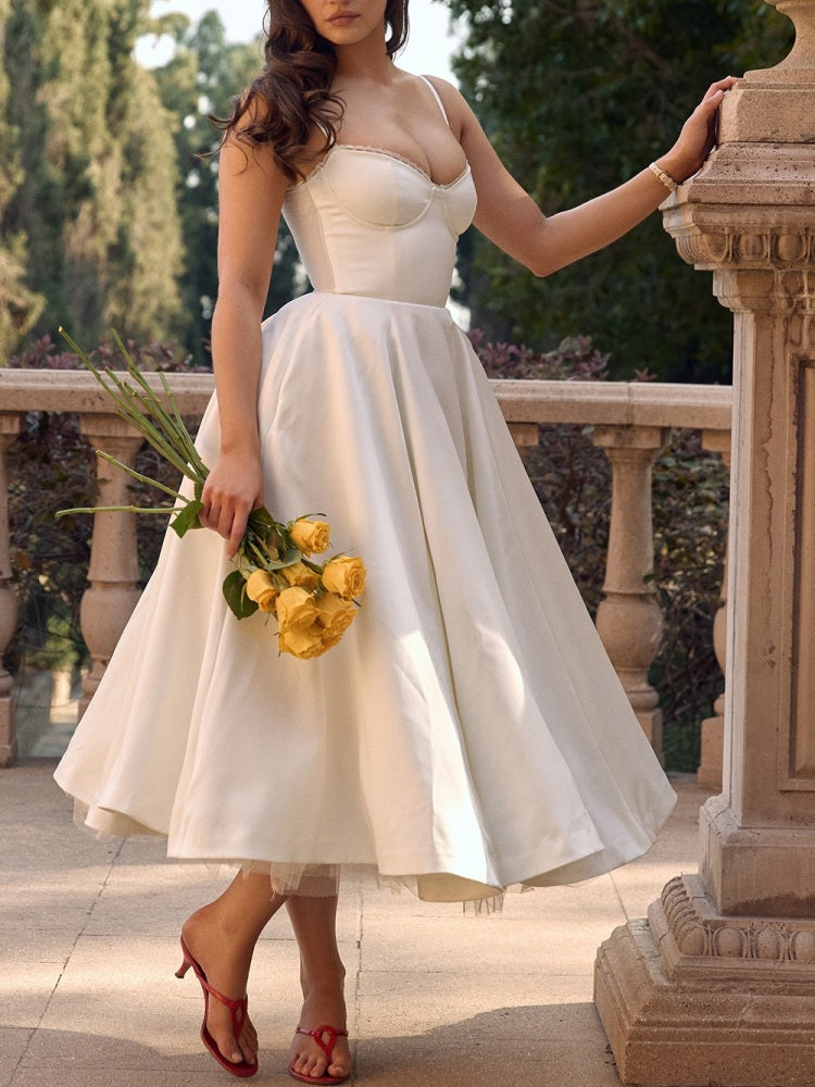 White Tulle Midi Dress Newgew Dresses