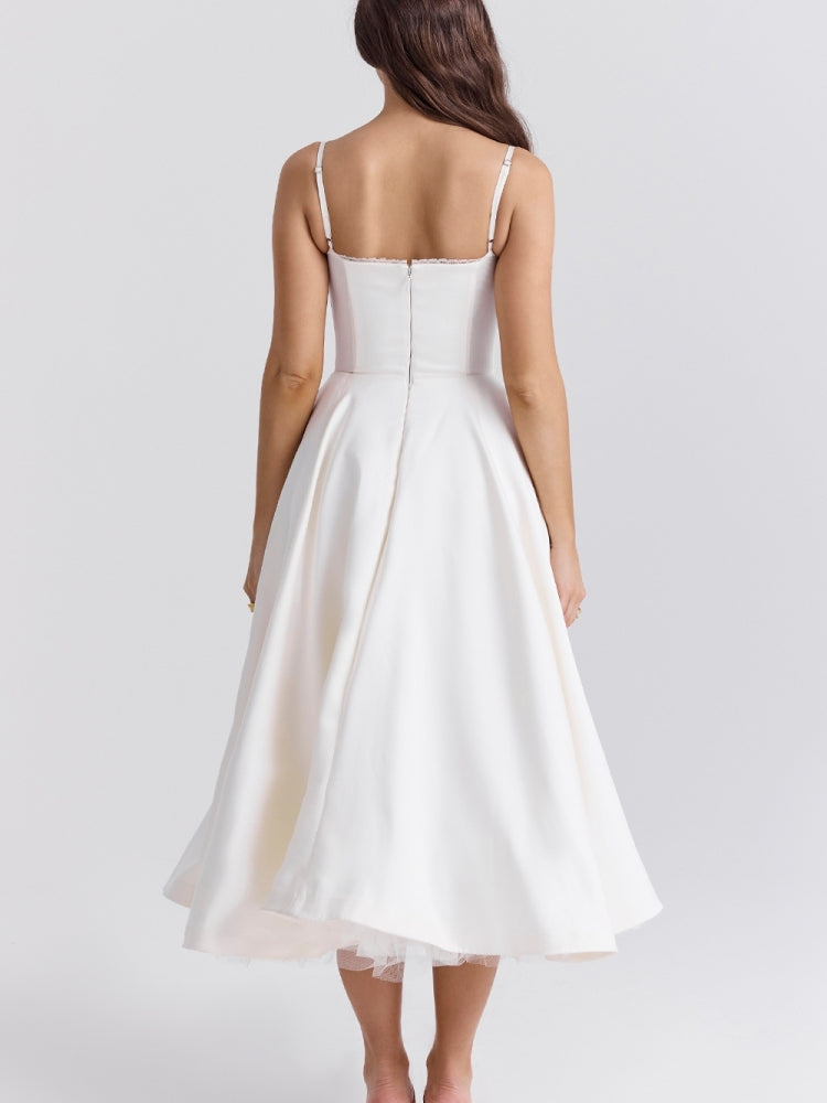 White Tulle Midi Dress Newgew Dresses