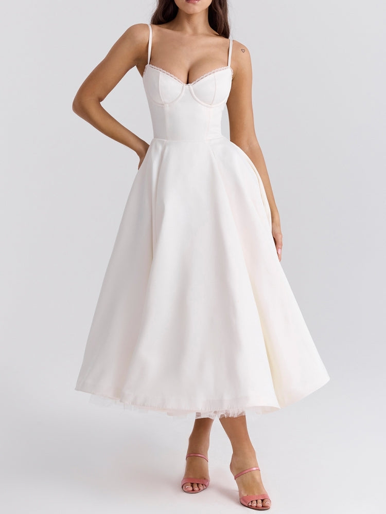 White Tulle Midi Dress Newgew Dresses