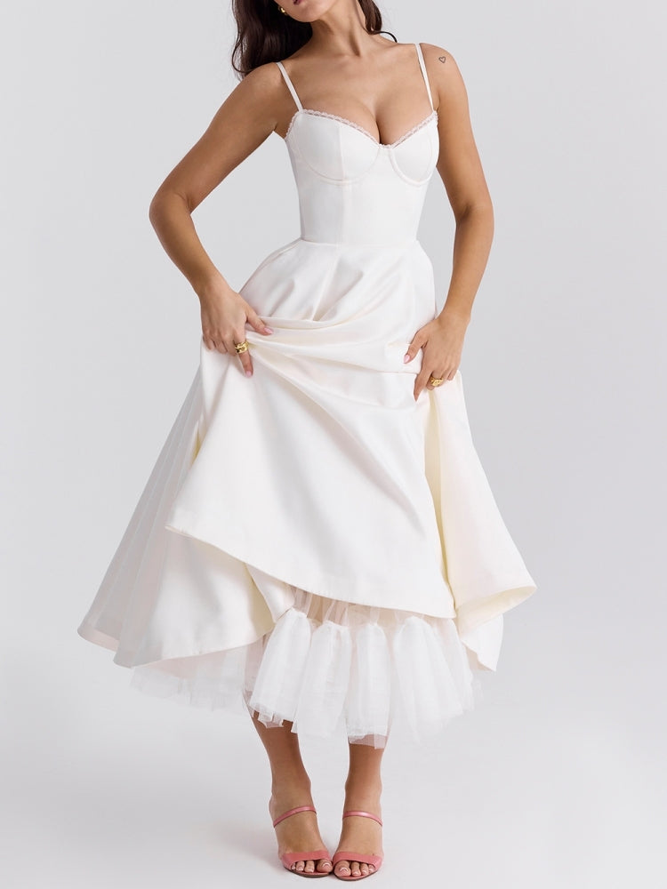 White Tulle Midi Dress Newgew Dresses