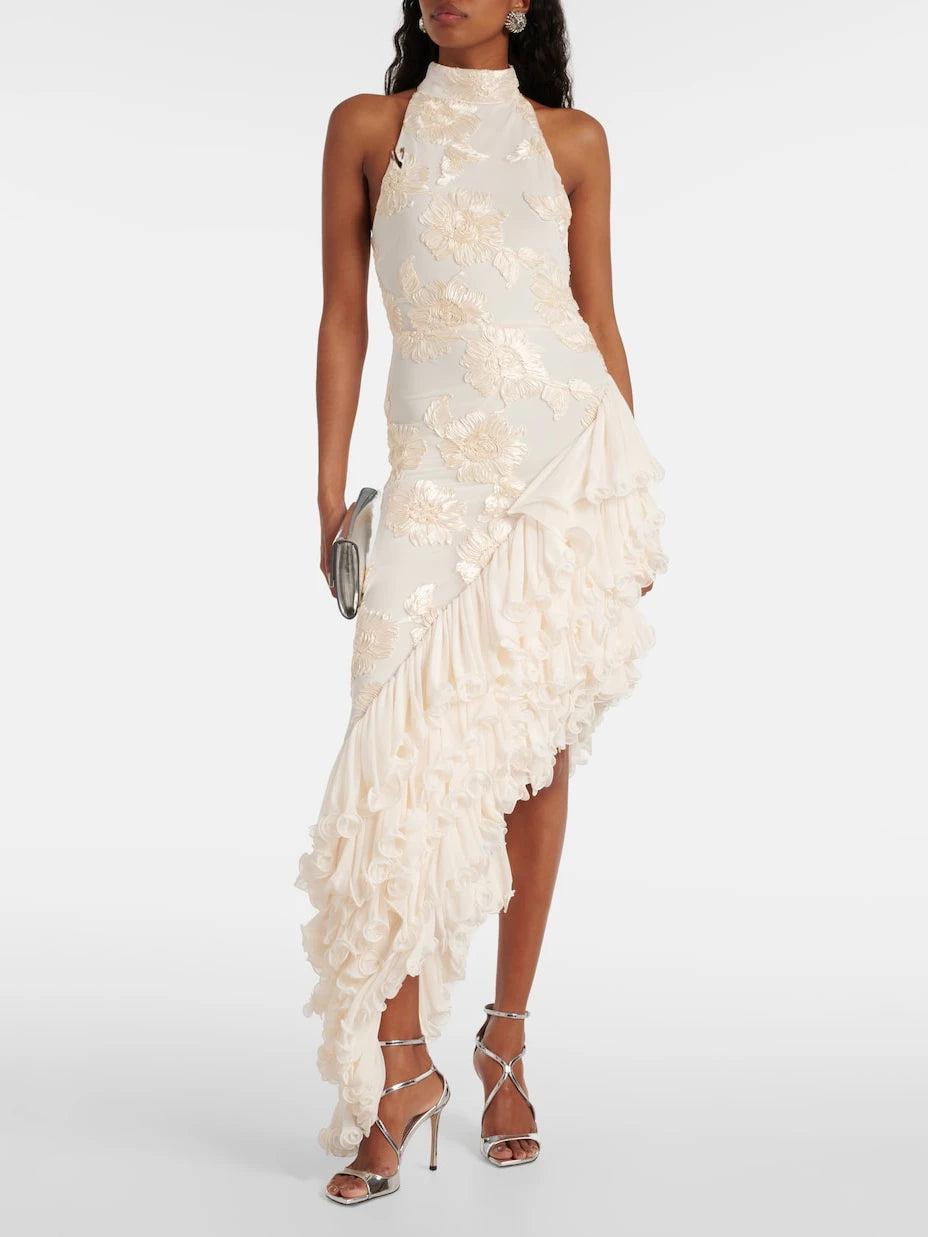 Floral-Appliqué Maxi Dress Newgew Dresses