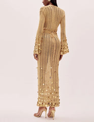 Dolly Gold Knit Maxi Dress Newgew Dresses