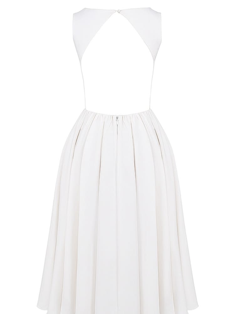 White Twill Midi Sundress Newgew Dresses