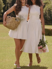 White Twill Midi Sundress Newgew Dresses