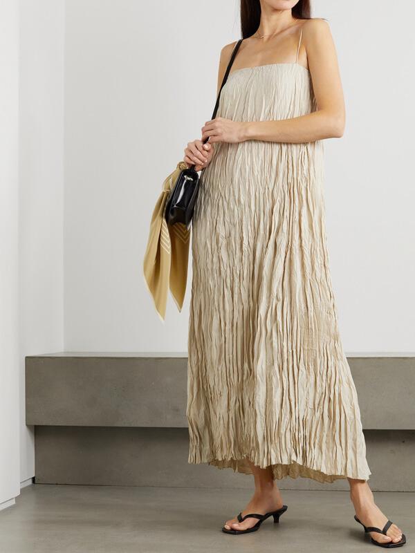 Crinkled Doll Maxi Dress - Neutrals Newgew Dresses