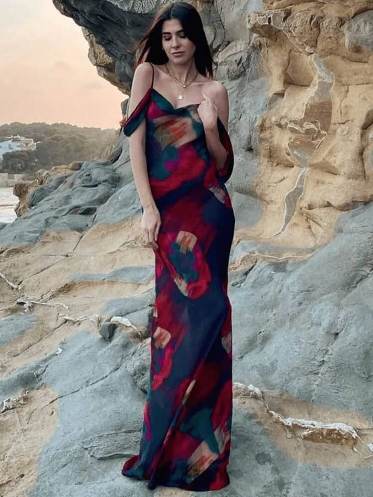 Women'S Red And Black Maxi Dress Newgew Dresses