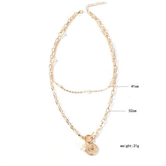 Pearl Coin Penadant Chain Necklace Newgew