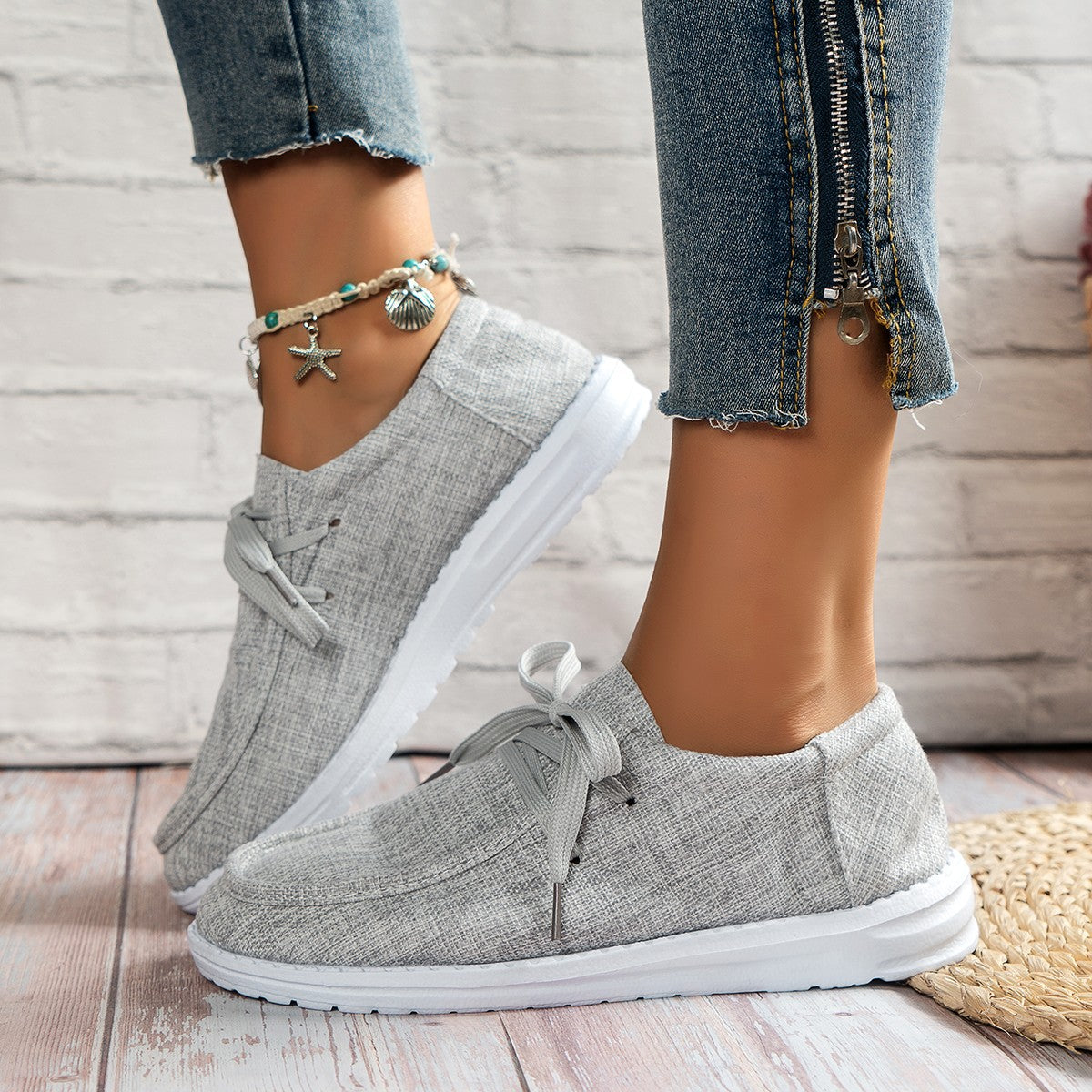 Soft Lace-Up Loafers Canvas Shoes Newgew