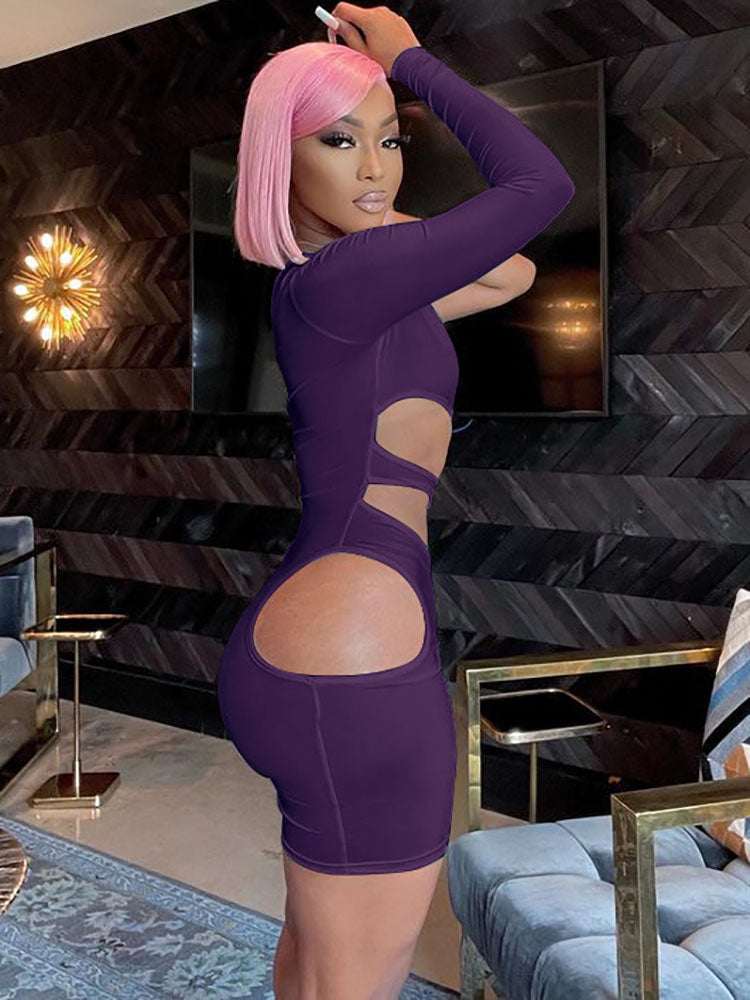 One Shoulder Cut Out Mini Dress Newgew