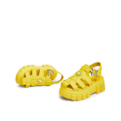 Cool Buckle Cutout Wedge Sandals Newgew