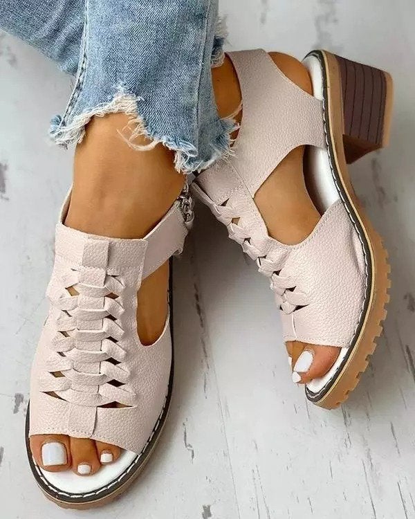 Pu Summer Block Heel Sandals Newgew