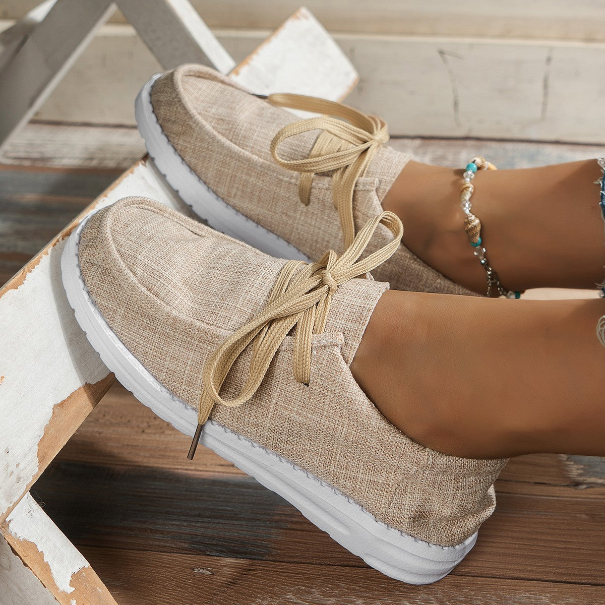 Soft Lace-Up Loafers Canvas Shoes Newgew