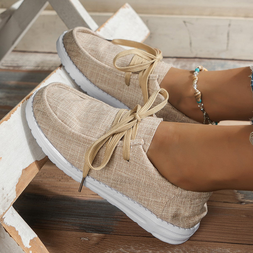 Soft Lace-Up Loafers Canvas Shoes Newgew