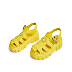 Cool Buckle Cutout Wedge Sandals Newgew
