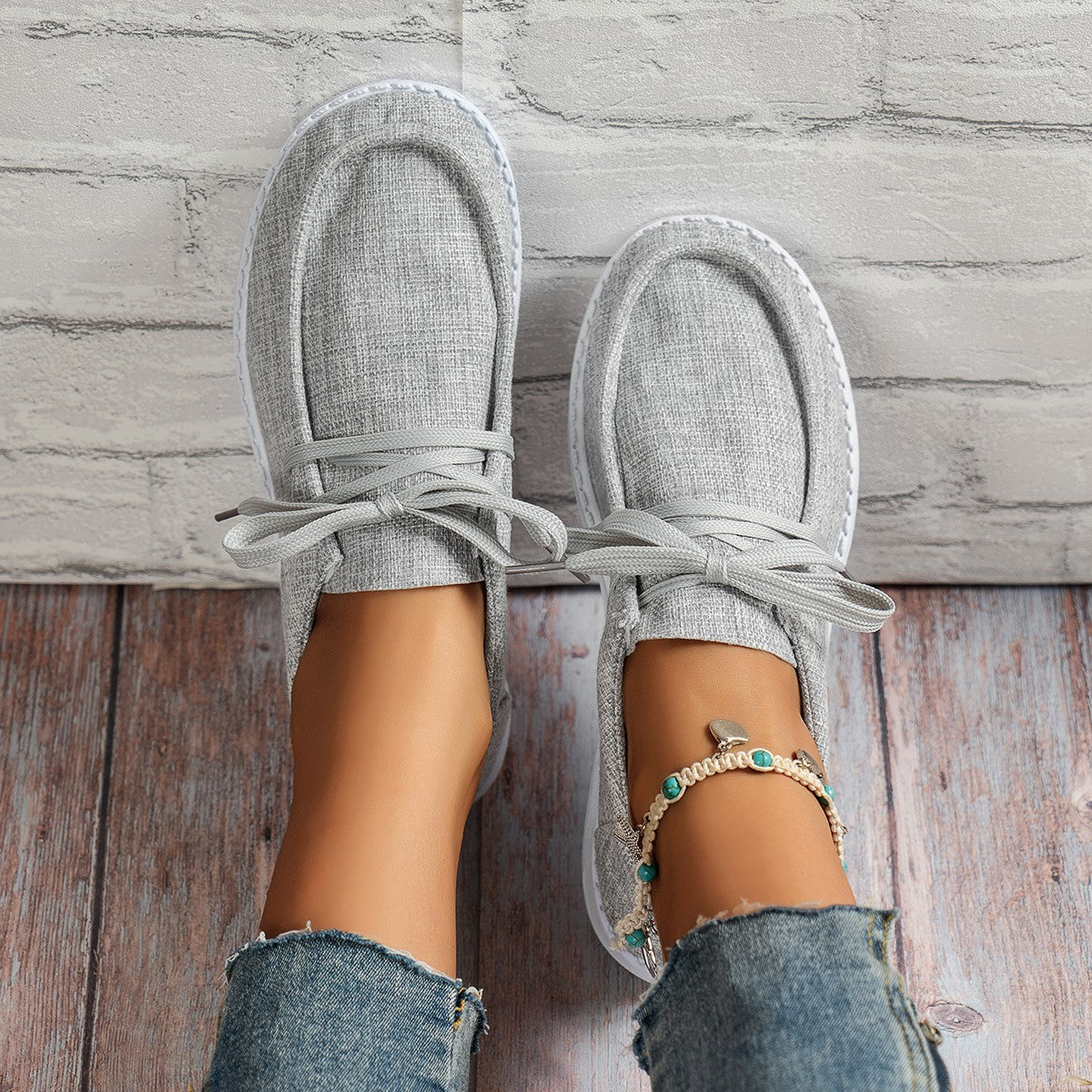 Soft Lace-Up Loafers Canvas Shoes Newgew