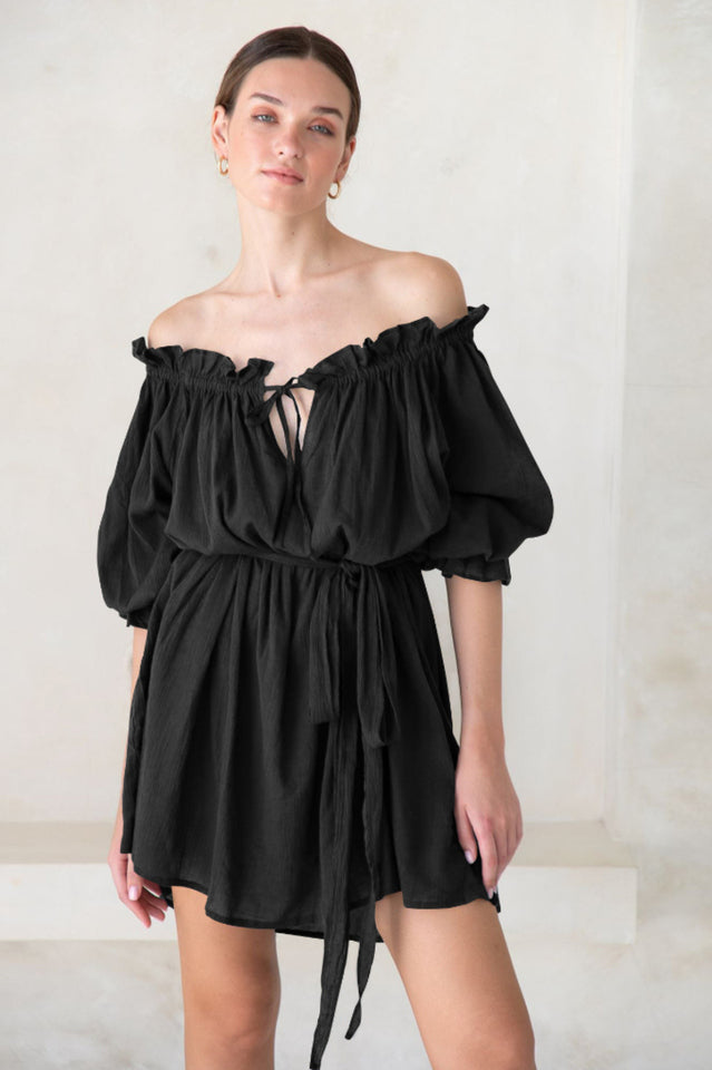 Vacay Off Shoulder Boho Mini Dress Newgew