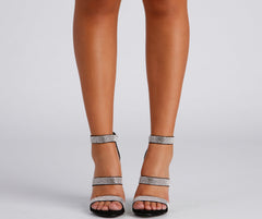 Sparkle Scene Rhinestone Chrome Block Heels Newgew