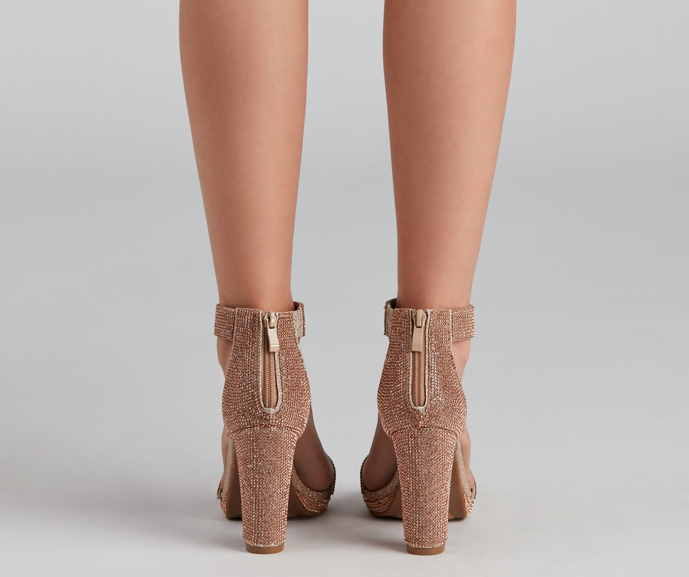 Lead The Way Glitter Block Heels Newgew