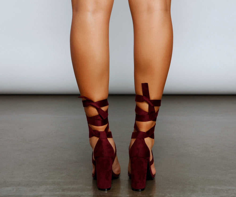So Poised Lace Up Block Heels Newgew