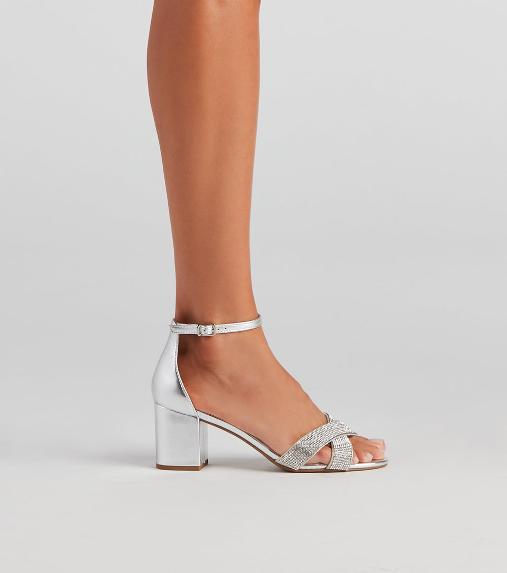 Future Glam Rhinestone Block Heels Newgew