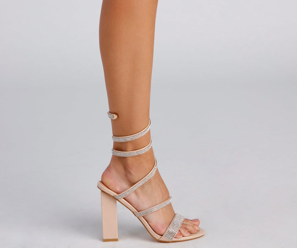 The Glam Life Rhinestone Block Heels Newgew