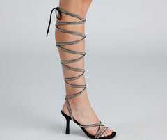 All About Glam Rhinestone Lace-Up Stiletto Heels Newgew