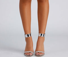 Chrome Magic Rhinestone Thin Block Heels Newgew