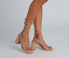 Strappy Chic Faux Leather Block Heels Newgew