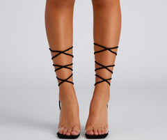 Clear Sign Lace-Up Lucite Heels Newgew