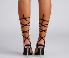Clear Sign Lace-Up Lucite Heels Newgew