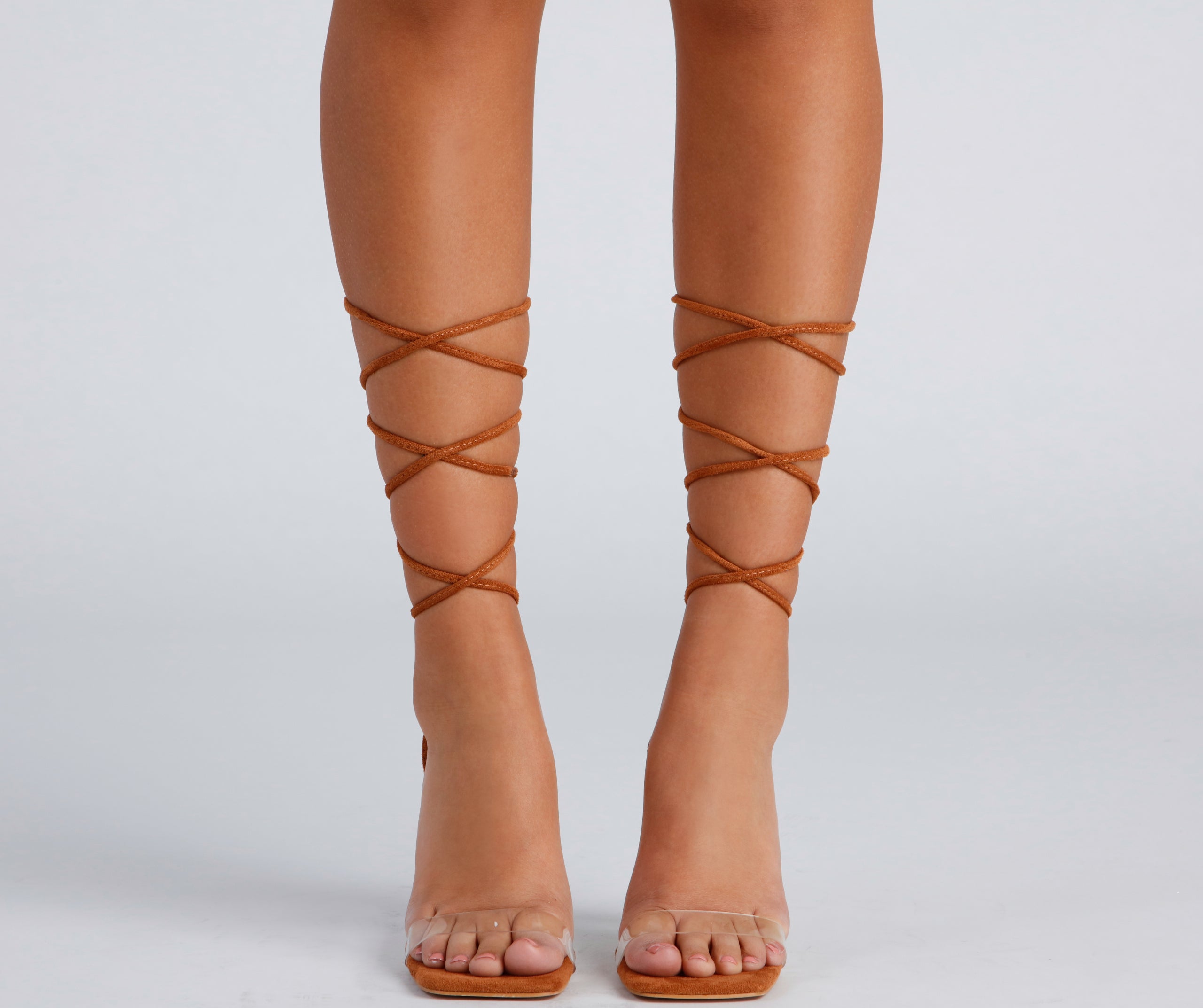 Clear Sign Lace-Up Lucite Heels Newgew