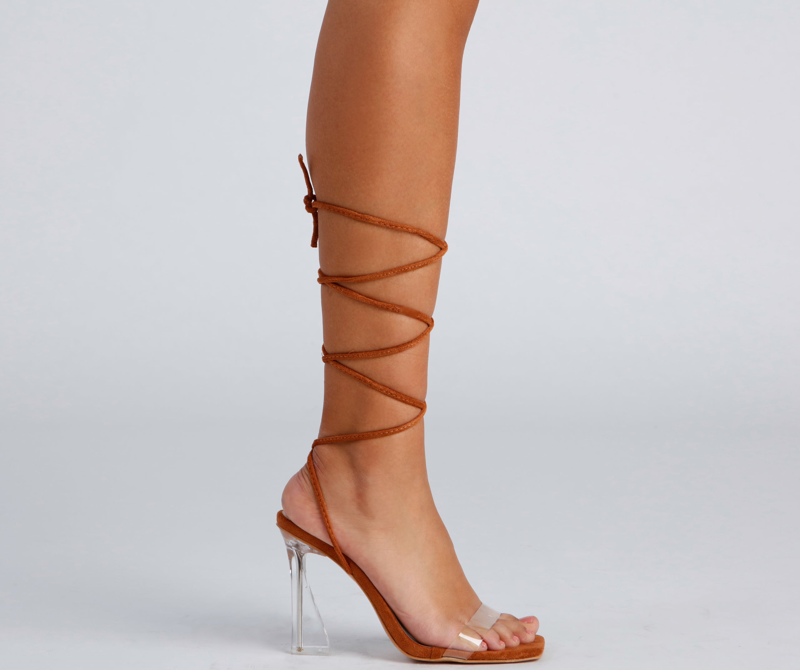 Clear Sign Lace-Up Lucite Heels Newgew