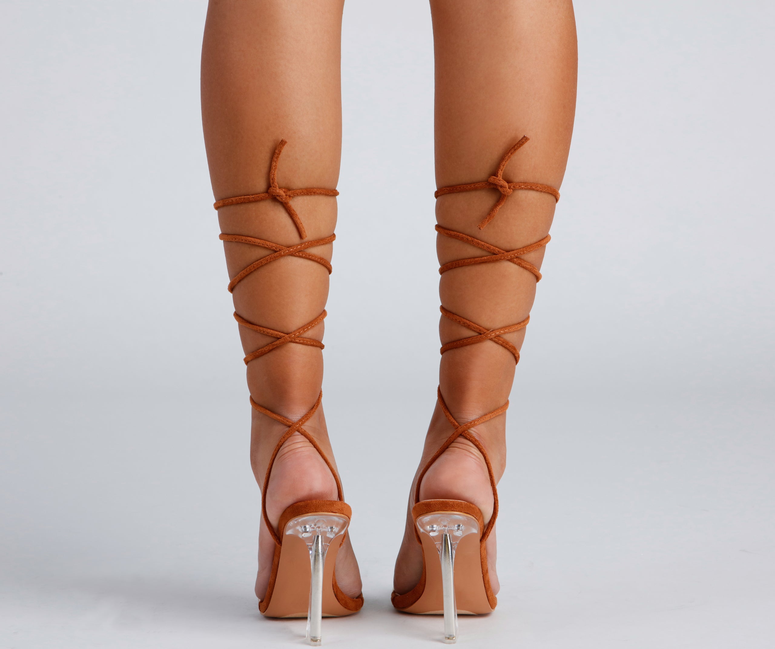 Clear Sign Lace-Up Lucite Heels Newgew
