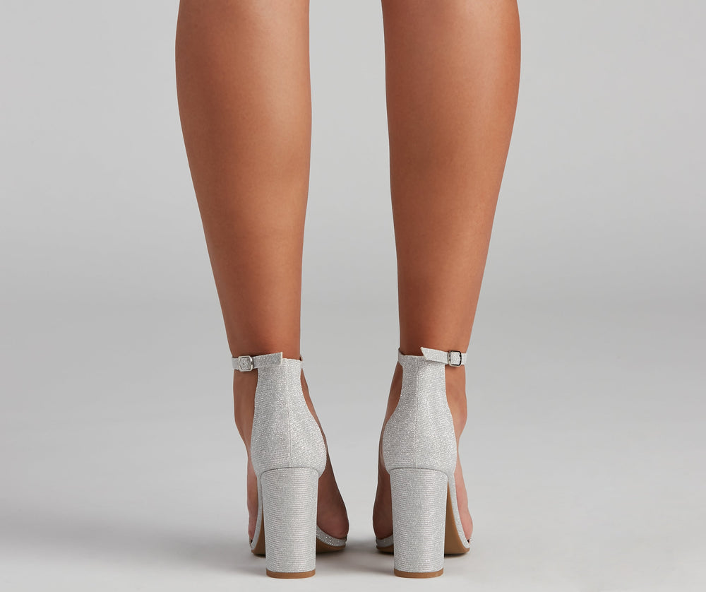 Shimmer Glitter Mesh Square Toe Heels Newgew