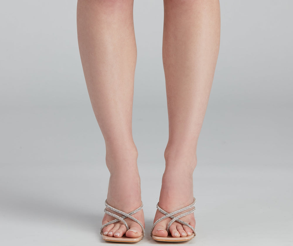 Dazzle In Rhinestone Square Toe Mules Newgew