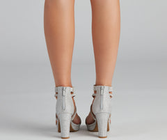 Major Shine Glitter And Rhinestone Block Heels Newgew