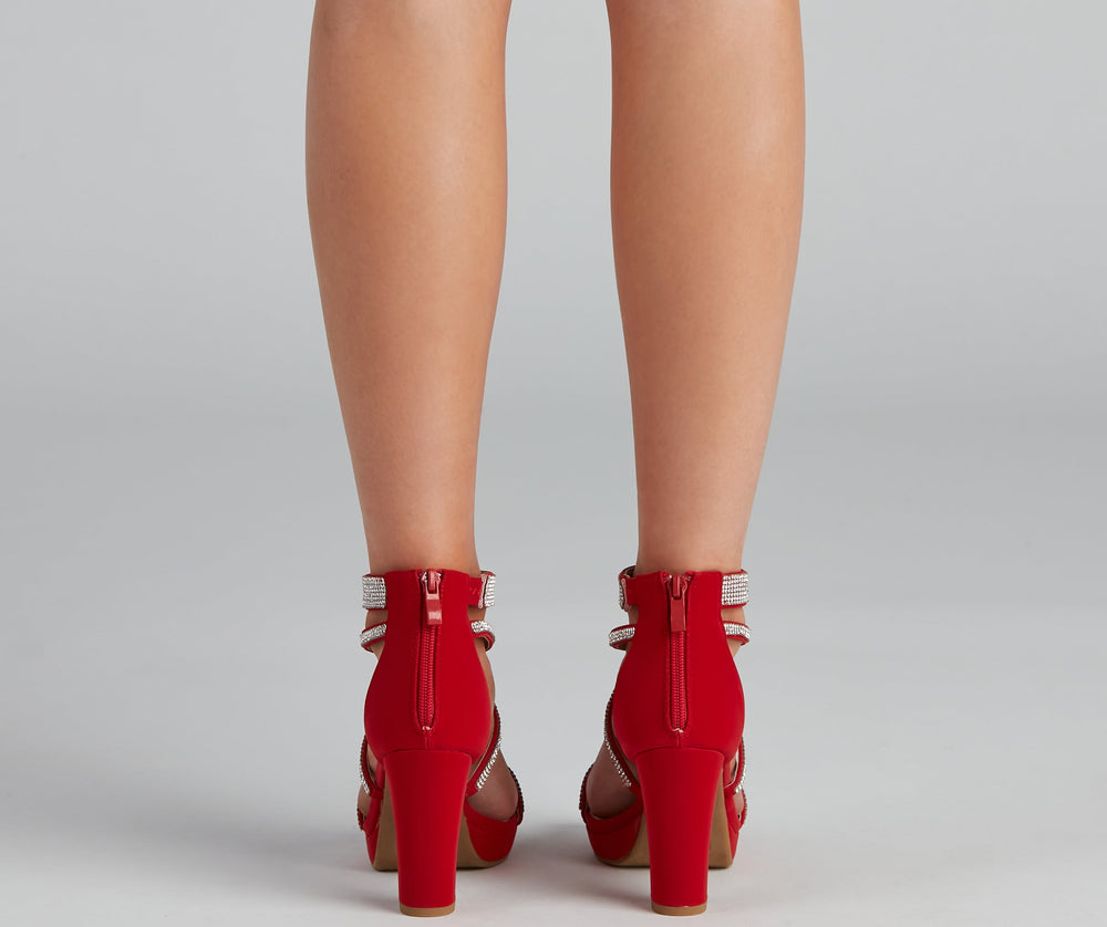 Bring On The Glitz Rhinestone Block Heels Newgew