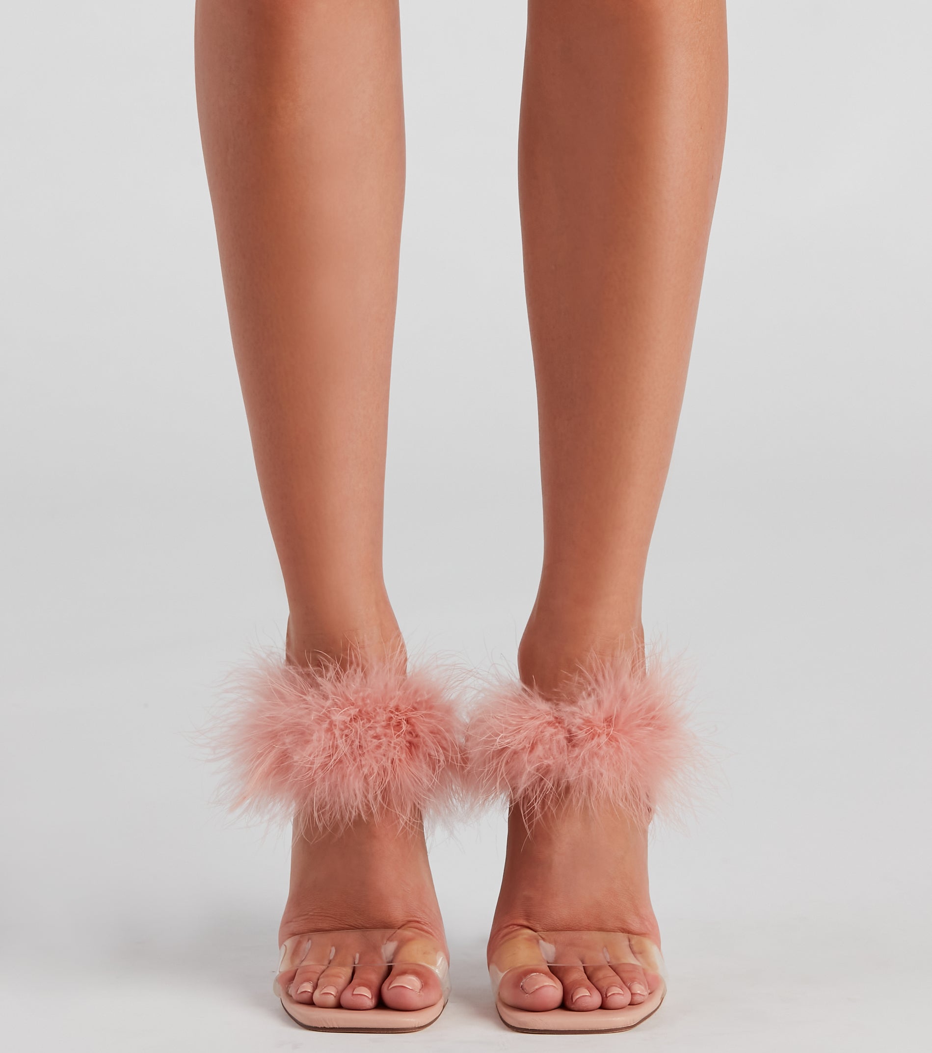 Wait Fur It Marabou Lucite Heels Newgew