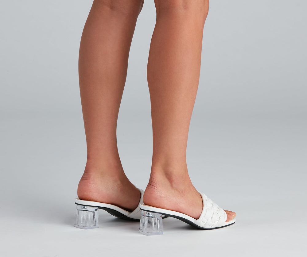 Basket Case Lucite Heel Mules Newgew