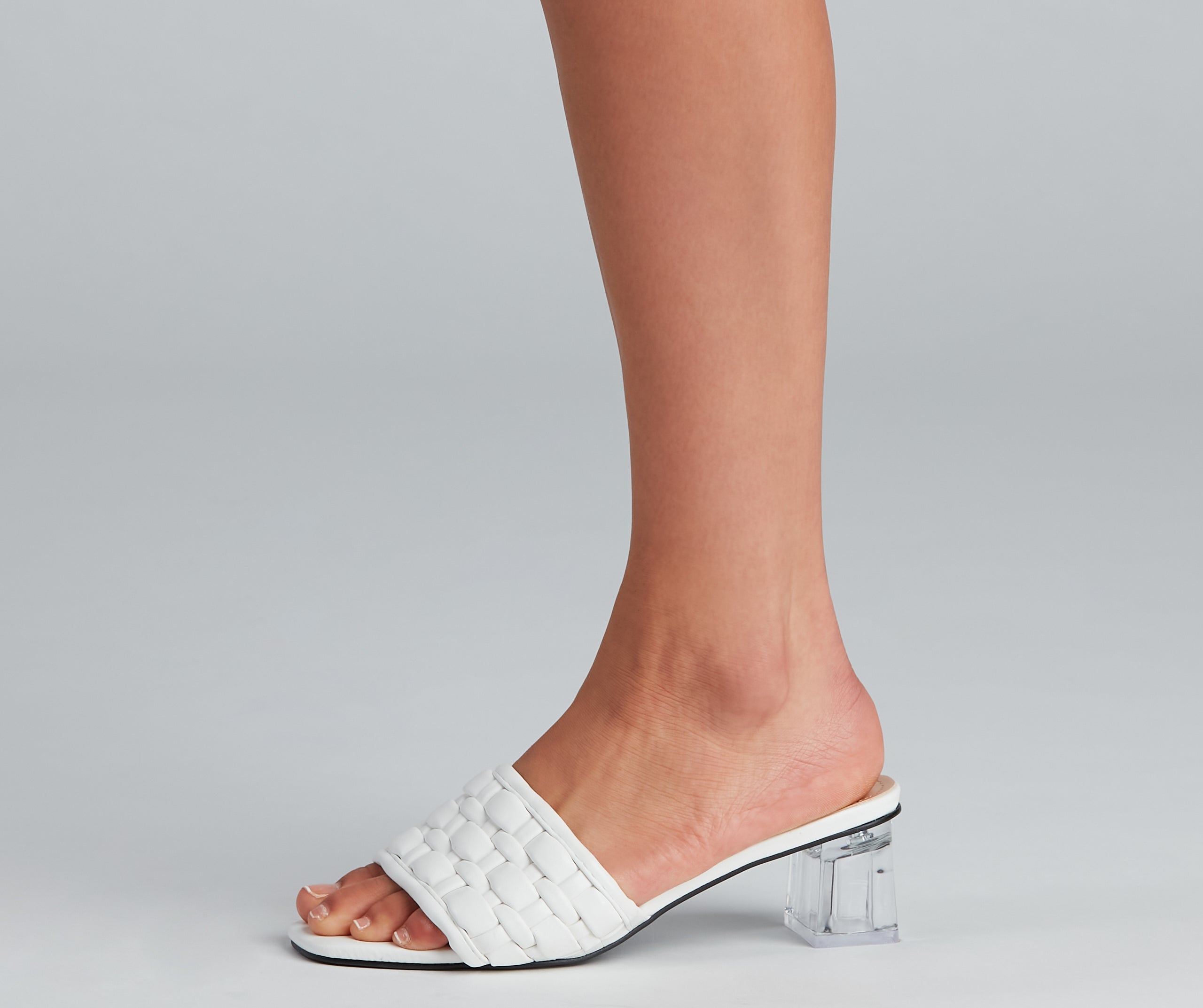 Basket Case Lucite Heel Mules Newgew