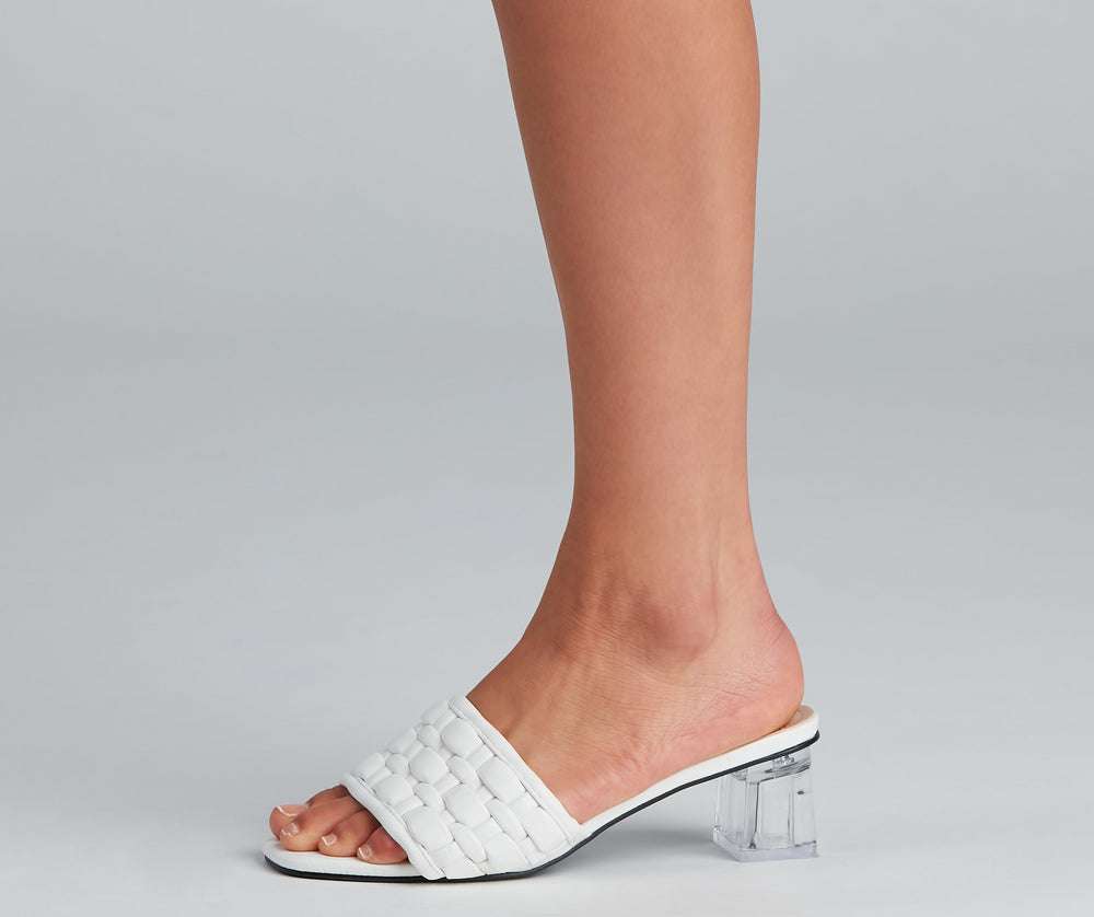 Basket Case Lucite Heel Mules Newgew