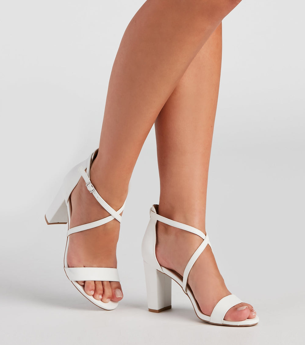 Work It Out Crisscross Strap Block Heels Newgew