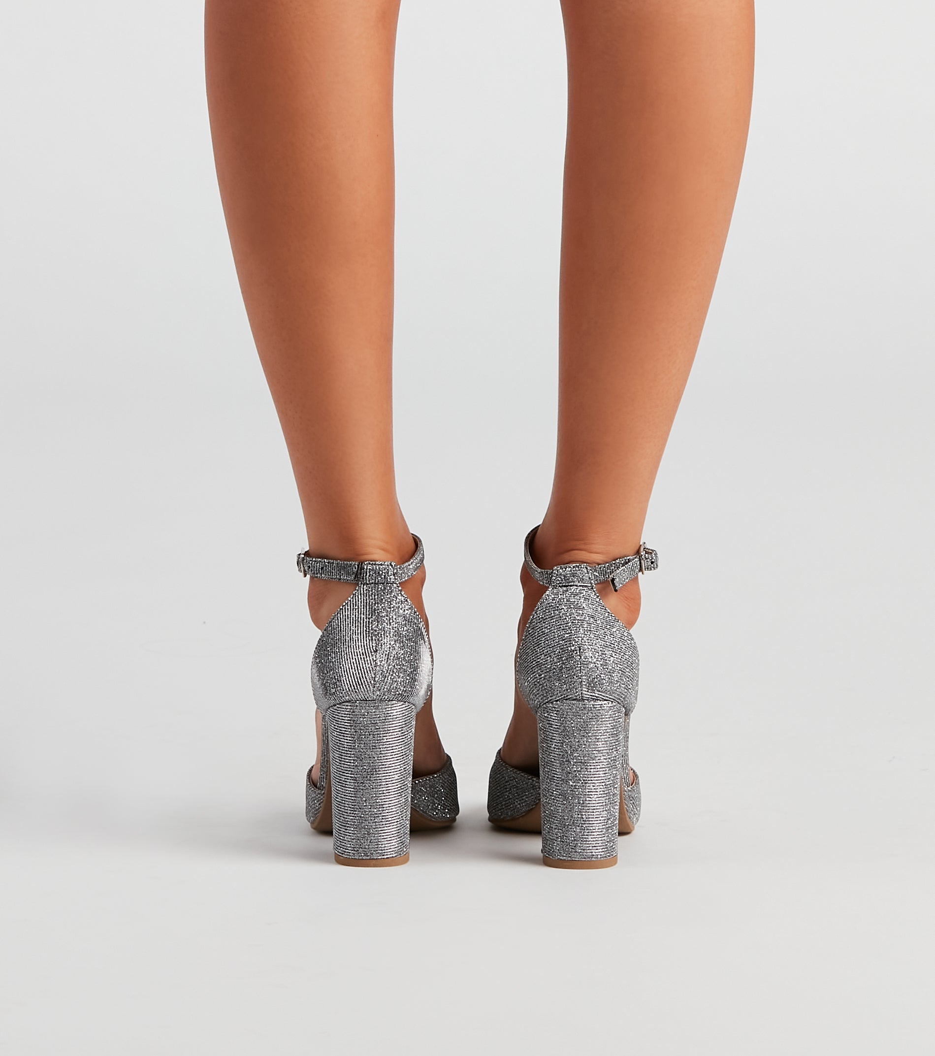 Dazzle Glitter Mesh Block Heels Newgew