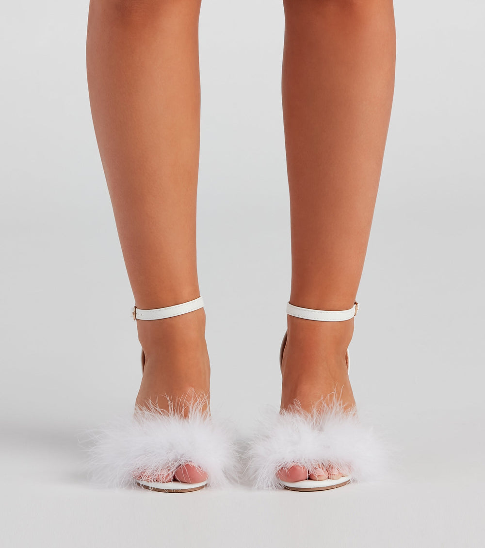 So Fab Marabou Trim Block Heels Newgew