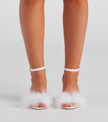 So Fab Marabou Trim Block Heels Newgew