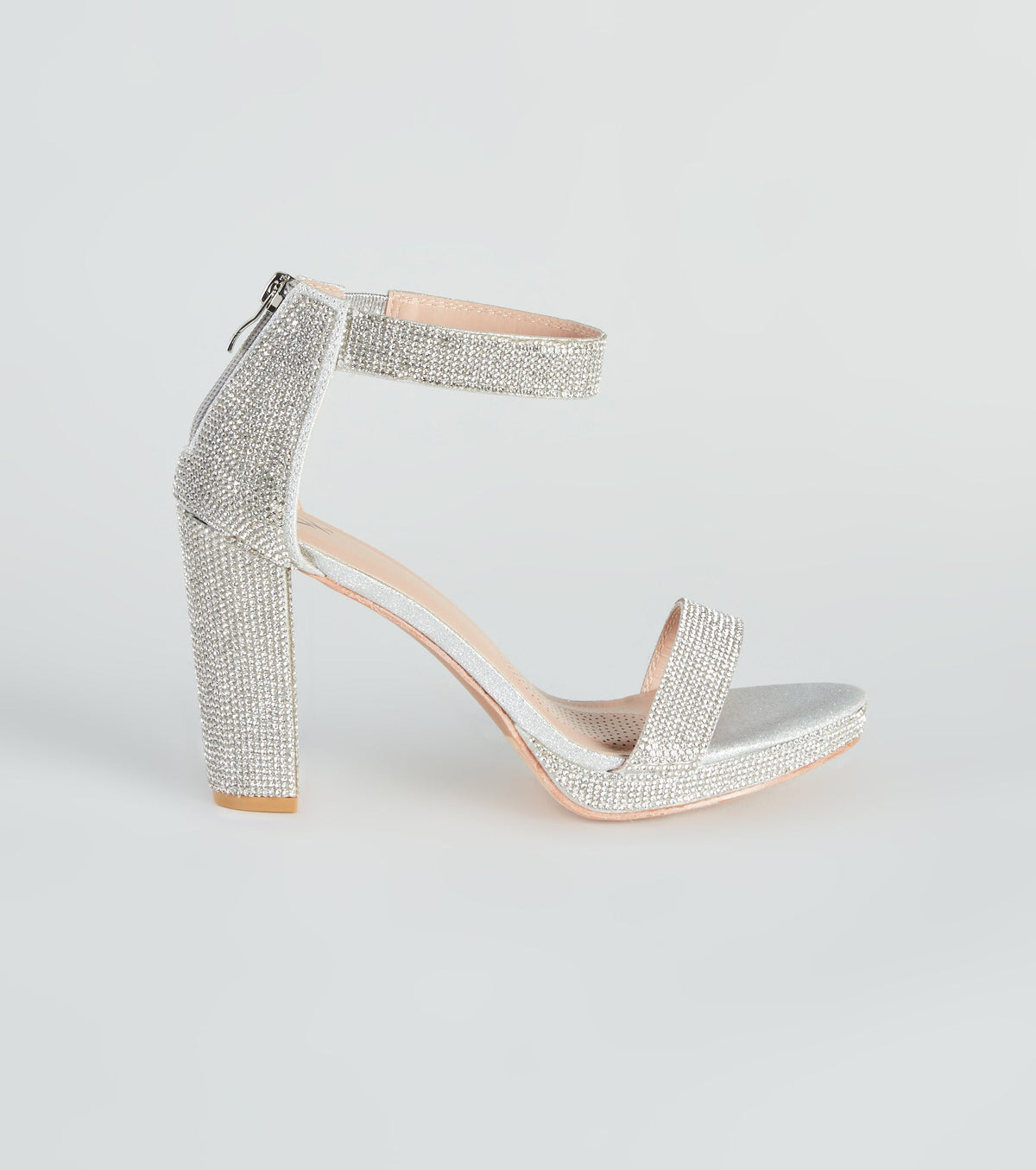 Oh My Shine Rhinestone Block Heels Newgew